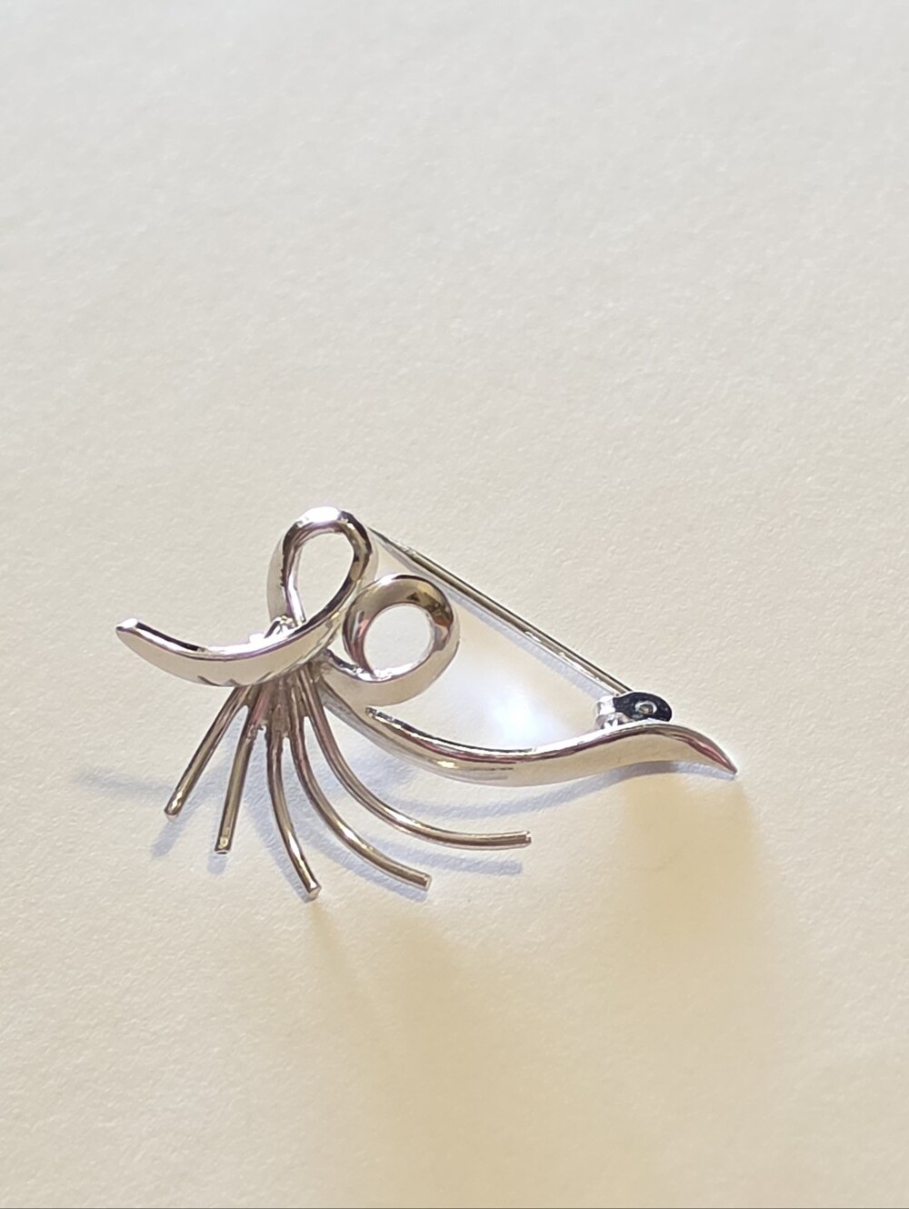 Silver Abstract Floral Brooch